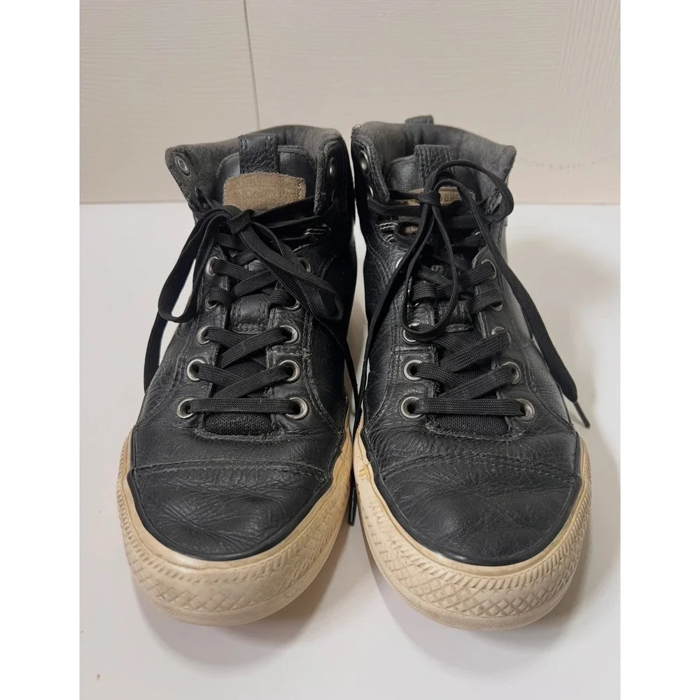 Converse Chuck Taylor All Star Street Mid Black Leather Mens 9 Womens 10.5 - Picture 2 of 5
